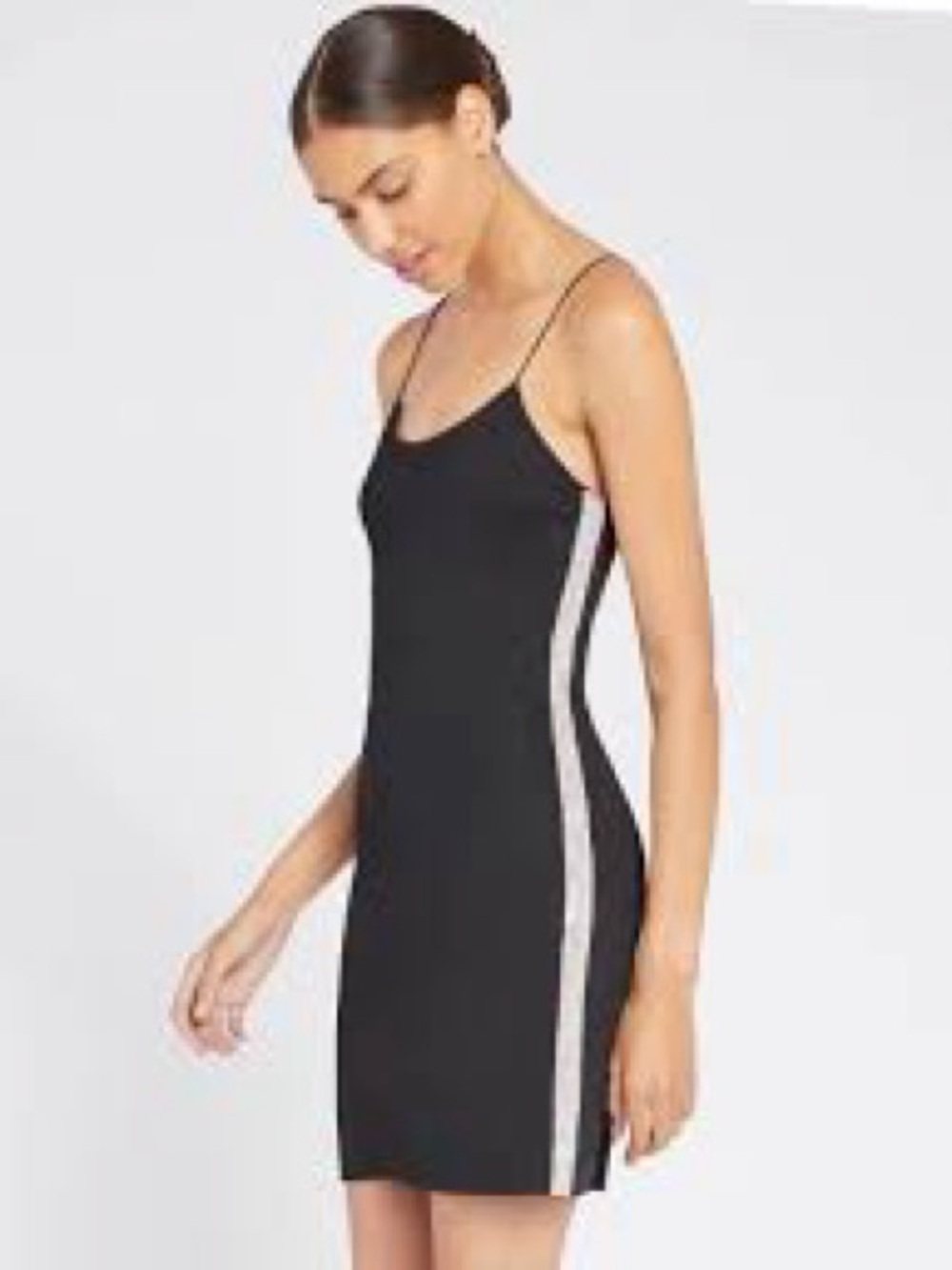 Alice + Olivia Black Mini Dress with Silver Side Stripe